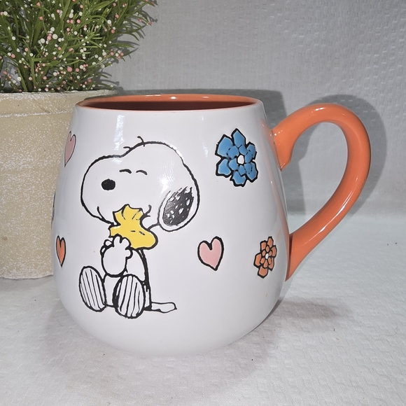Snoopy and Woodstock Floral Mug with Orange Handle 2024 - Picture 1 of 6